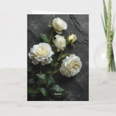 Denken Sie an Sie - Beileidskarte "Weiße Rosen" Karte (Rückseite)