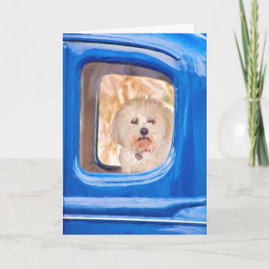 Denken Sie an Sie-Bichon Frise Hund in alten blaue Karte (Vorderseite)