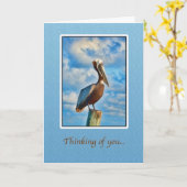 Denken Sie an Sie, Brown Pelican Karte (Gelbe Blume)