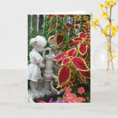 Denken Sie an Sie, Coleus mit Pump Figurine Karte (Gelbe Blume)