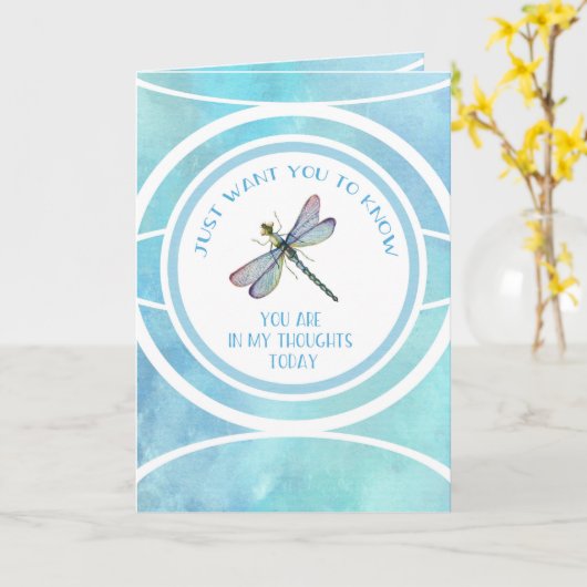 Denken Sie an Sie Dragonfly Karte (Gelbe Blume)