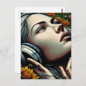 Denken Sie an Sie | Frau mit Kopfhörern Postkarte (Vorne/Hinten)