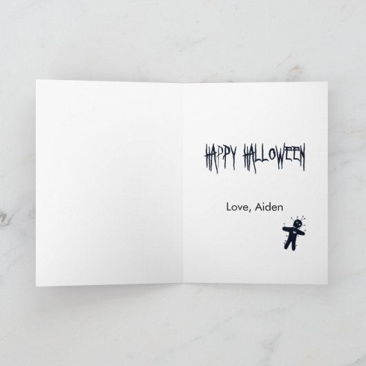 Denken Sie an Sie - Funny Halloween Voodoo Doll Karte (Innenseite)