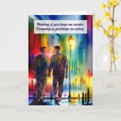 Denken Sie an Sie Gay Men Hand in Hand Regenbogen Karte (Gelbe Blume)