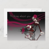 Denken Sie an Sie - Gothic Rag Doll mit Rose Postkarte (Vorne/Hinten)
