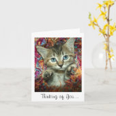 Denken Sie an Sie... Gray Tabby Kitten Karte (Gelbe Blume)
