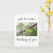 Denken Sie an Sie, Green Frog Art Karte (Gelbe Blume)