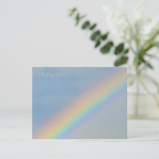 Denken Sie an Sie, Himmlischer Regenbogen in Blue Postkarte (Stehend Vorderseite)