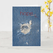 Denken Sie an Sie Hoffnung Text auf gebraten blaue Karte (Gelbe Blume)