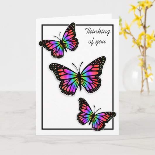 Denken Sie an Sie, Hübsche Schmetterlinge Karte (Gelbe Blume)