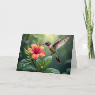 Denken Sie an Sie Hummingbird an einem Hibiskus Karte