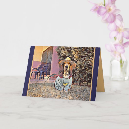 Denken Sie an Sie - Hunde tragen einen Sonnenhut Karte (Orchidee)