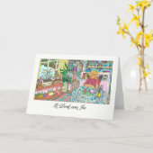 Denken Sie an Sie in Niederländisch mit Cat at Tab Karte (Gelbe Blume)