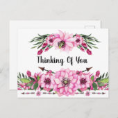 Denken Sie an Sie in rosa Blume Postkarte (Vorne/Hinten)