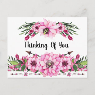 Denken Sie an Sie in rosa Blume Postkarte