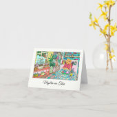 Denken Sie an Sie in Slowakisch mit Cat at Table Karte (Gelbe Blume)