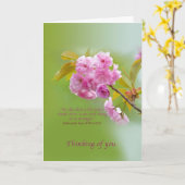 Denken Sie an Sie, Kirschblüten, Rosa und Grün Karte (Gelbe Blume)