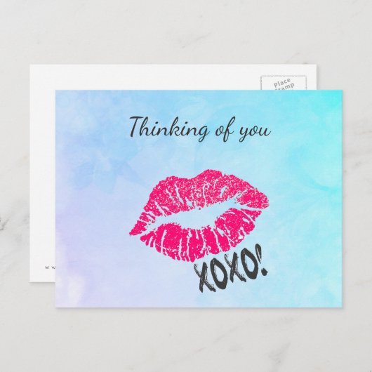 Denken Sie an Sie Kissy Lips Postkarte (Vorne/Hinten)