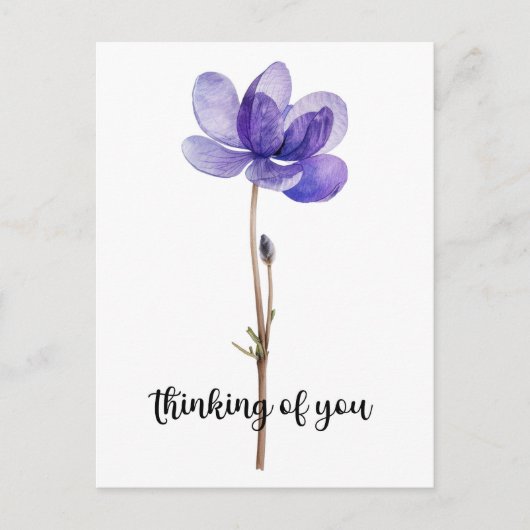 "Denken Sie an Sie" mit Lila Blume Postkarte (Vorderseite)