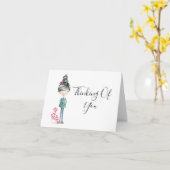 "Denken Sie an Sie" Niedliche Boho Girl with Bird Karte (Gelbe Blume)