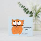 "Denken Sie an Sie..." niedliche Schnurkatze Postkarte (Stehend Vorderseite)