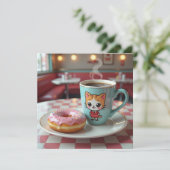 Denken Sie an Sie | Niedlicher Donut und Kaffee Karte (Stehend Vorderseite)