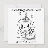 Denken Sie an Sie | Niedlicher Donut und Kaffee Karte (Rückseite)