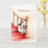 Denken Sie an Sie, niedlicher Hund wartete auf Tre Karte (Gelbe Blume)