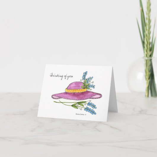 Denken Sie an Sie* Pink-Hat-Blank-Notizkarte Karte (Vorderseite)