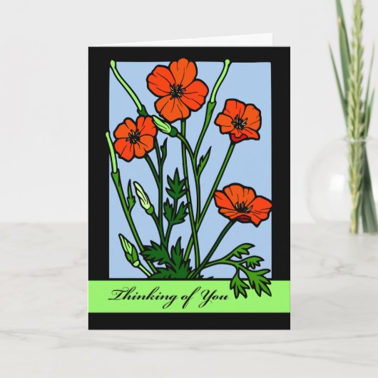 Denken Sie an Sie, Red Poppies Illustration Karte (Vorderseite)