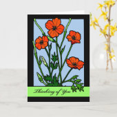 Denken Sie an Sie, Red Poppies Illustration Karte (Gelbe Blume)