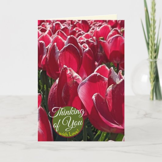 Denken Sie an Sie Red Tulips Blume Grüße Karte (Vorderseite)