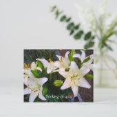 "Denken Sie an Sie" Schöne weiße Lily Postkarte (Stehend Vorderseite)
