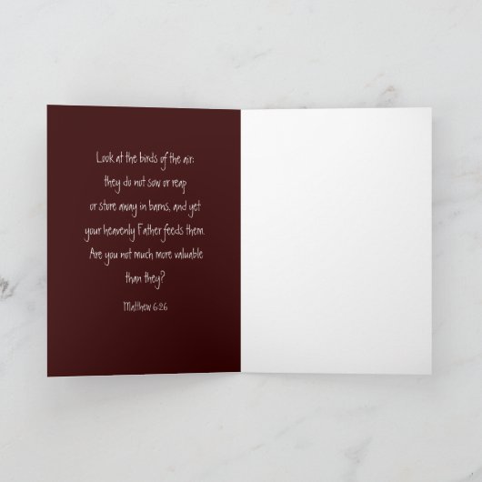 Denken Sie an Sie, Schrift, Matthew 6:26, Vögel Karte (Innenseite)