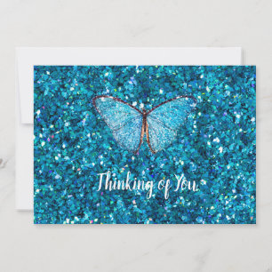 Denken Sie an Sie, Shiny Blue Glitzy Template Feiertagskarte