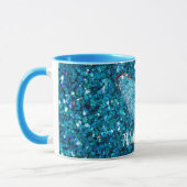 Denken Sie an Sie, Shiny Blue Glitzy Template Tasse (Links)