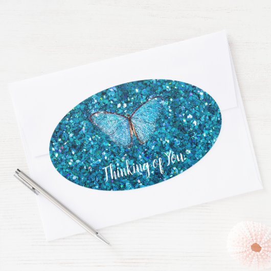 Denken Sie an Sie, Shiny Blue, Ovaler Aufkleber (Umschlag)