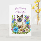 Denken Sie an Sie | Siamkatze in Blume Karte (Gelbe Blume)