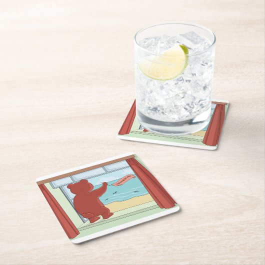 Denken Sie an Sie Teddy Bär Vermisst Sie Niedliche Rechteckiger Pappuntersetzer (Vor Ort)