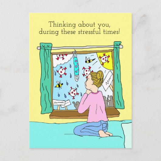 Denken Sie an Sie während dieser harten Zeiten Postkarte (Vorderseite)