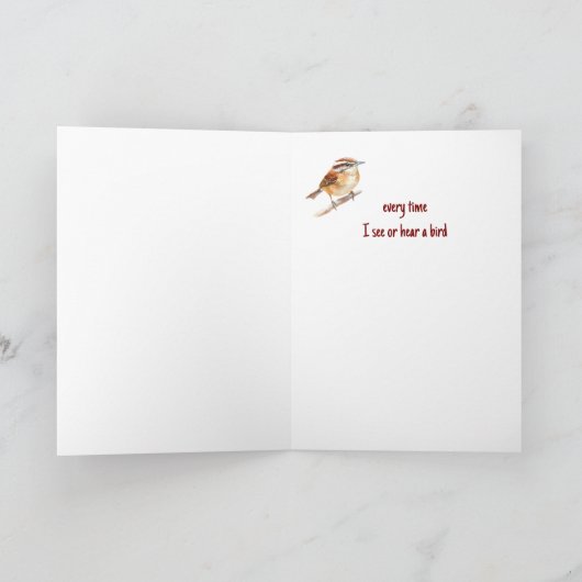Denken Sie an Sie, wenn ich Vögel sehe oder höre Karte (Innenseite)
