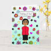 Denken Sie an Sie, Whimsical Friendship Karte (Gelbe Blume)