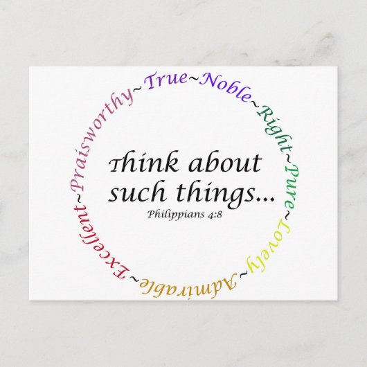 Denken Sie an solche Dinge... Philippinen 4:8 Postkarte (Vorderseite)