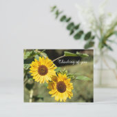 Denken Sie an Sonnenblumen Postkarte (Stehend Vorderseite)