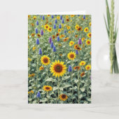 Denken Sie an Sonnenblumen und Wildblume Feld Karte (Vorderseite)