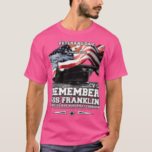 Denken Sie an USS Franklin cv13 Flugzeugträger Vet T-Shirt