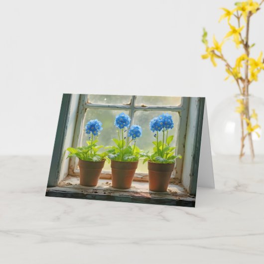 Denken Sie an vergessen-Me-Not-Blume-Pots Karte (Gelbe Blume)