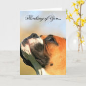Denken Sie an You Boxer Hund Grußkarte Karte (Gelbe Blume)