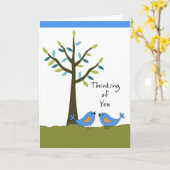 Denken Sie an zwei blaue Vögel und Bäume Karte (Gelbe Blume)