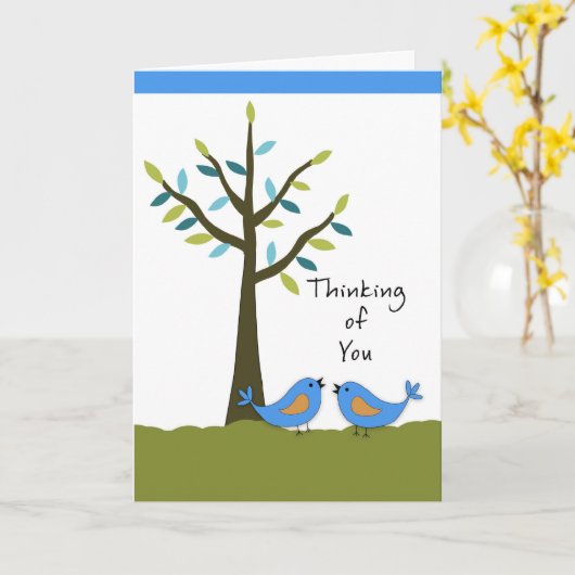 Denken Sie an zwei blaue Vögel und Bäume Karte (Gelbe Blume)